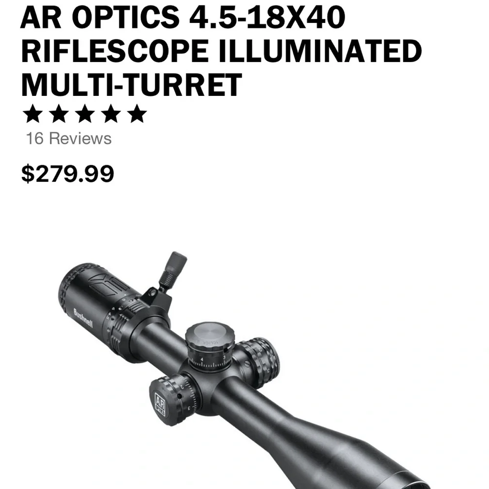 AR OPTICS 4.5-18X40 RIFLESCOPE ILLUMINATED MULTI-TURRET